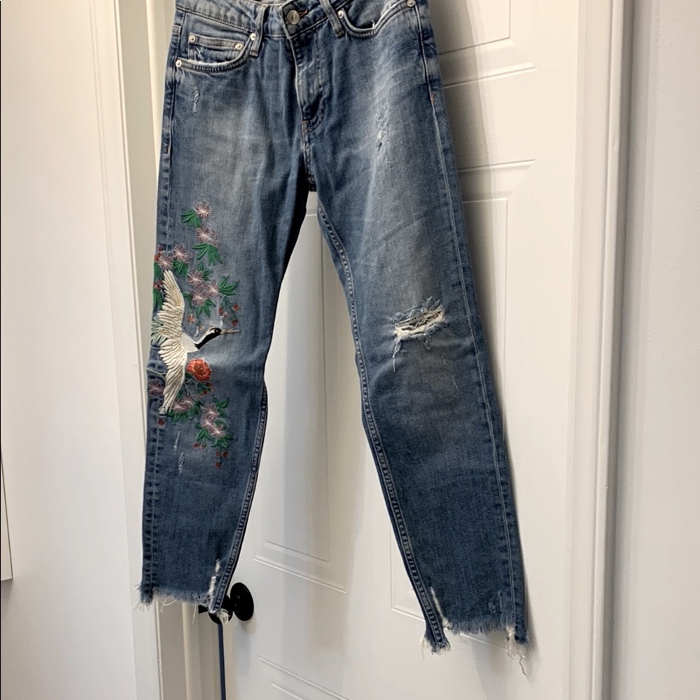 Embroidered Blue Jeans for Women 2 - Picture 2 of 9